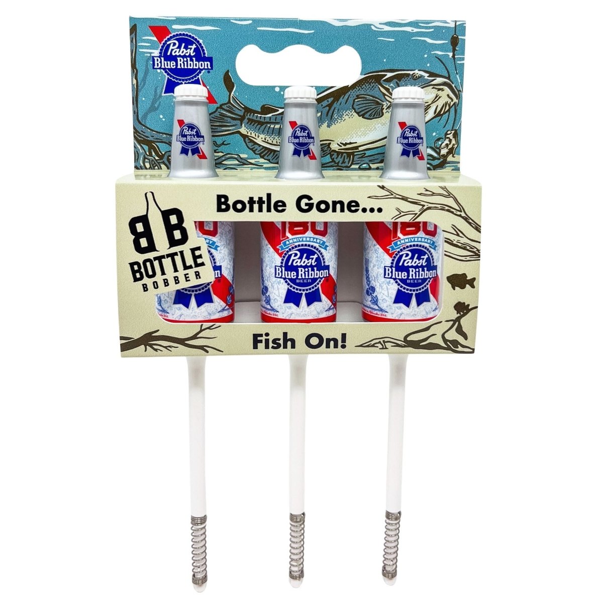 Southern Bell Brands 3-Pack Pabst Blue Ribbon Beer Bottle Fishing Bobbers – Spring Slip Bobbers for Trout and Bass Fishing