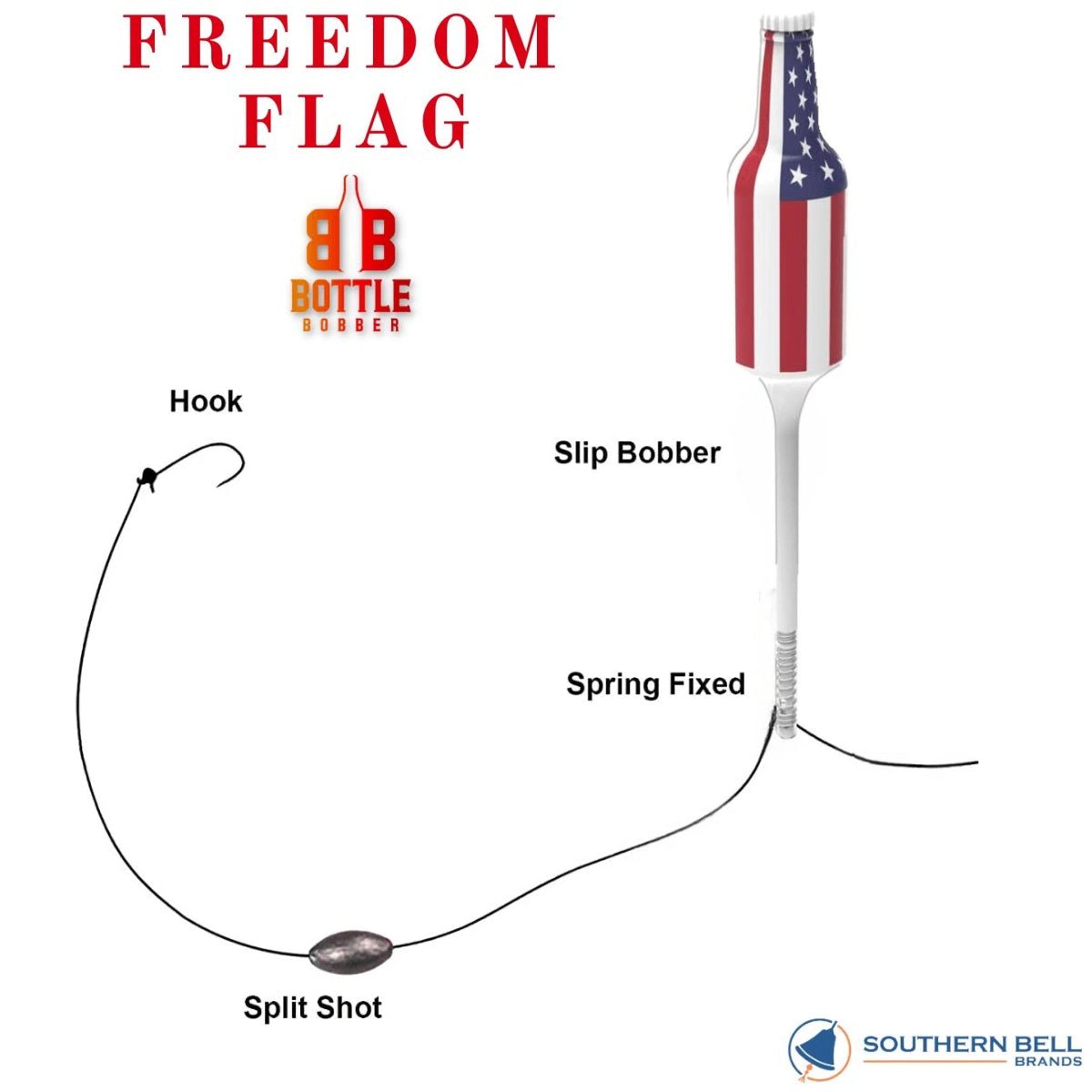 Freedom Flag USA Fishing Bobbers - Kids, Military and Veterans - 3 Pck - Southern Bell Brands